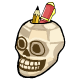 Paper Mache Skull Pen Stand